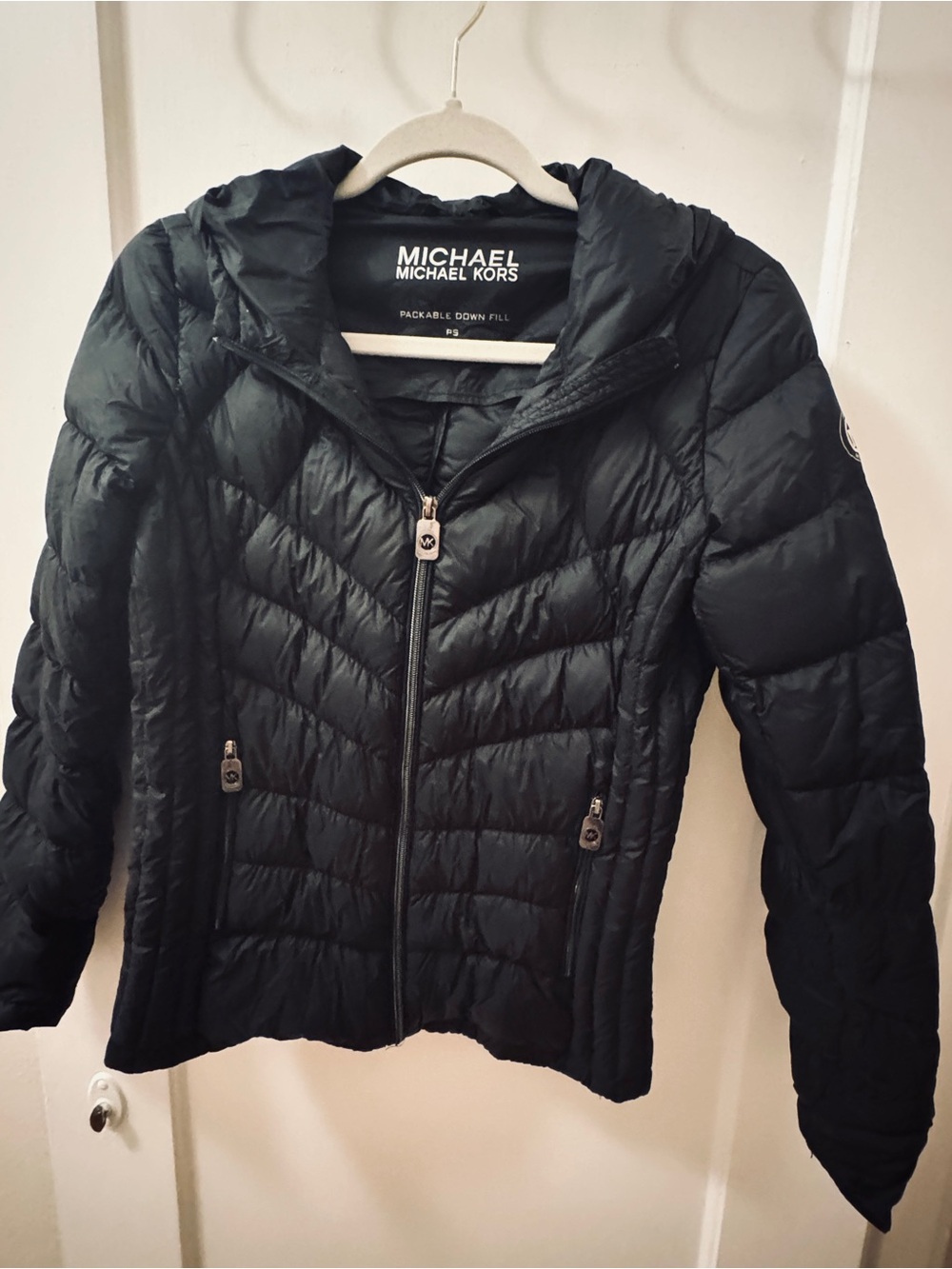 Michael Kors Black Hooded Quilted Packable Puffer Jacket